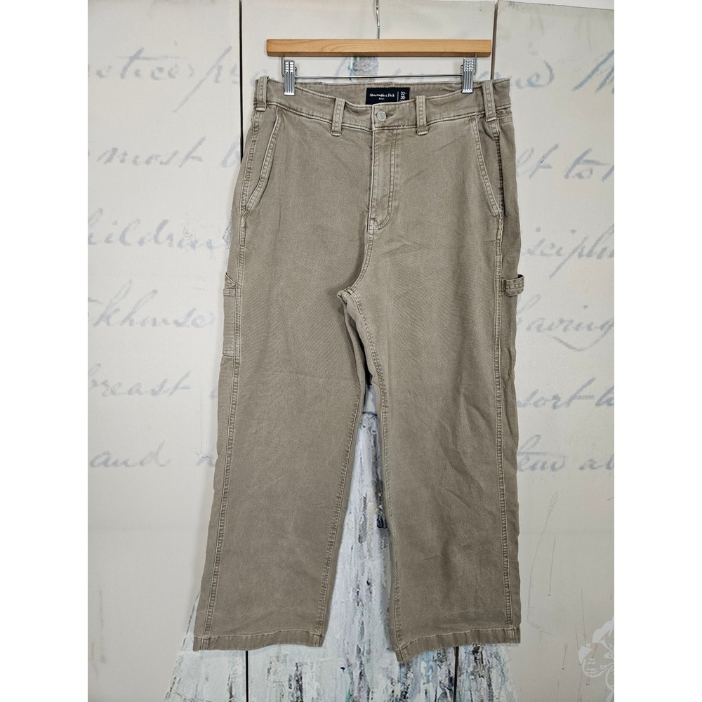 Abercrombie & Fitch Carpenter Pants 32x30 Khaki Baggy Fit Utility Workwear Skate